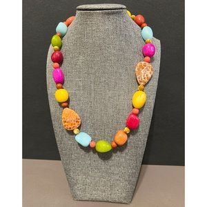 Stone necklace with crab fire agate & sterling silver toggle clasp.